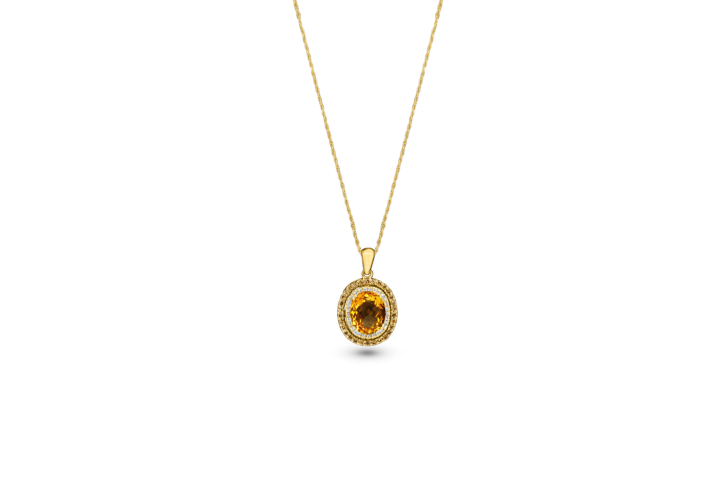 Estate Yellow Gold Diamond and Citrine Ring, Necklace and Earrings Suite