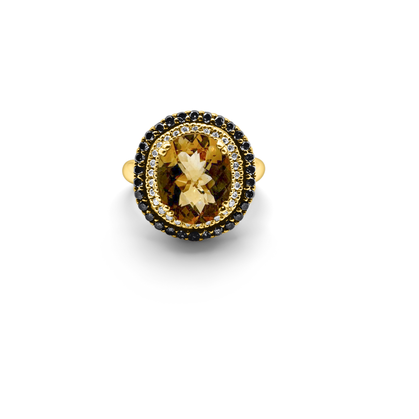 Estate Yellow Gold Diamond and Citrine Ring, Necklace and Earrings Suite