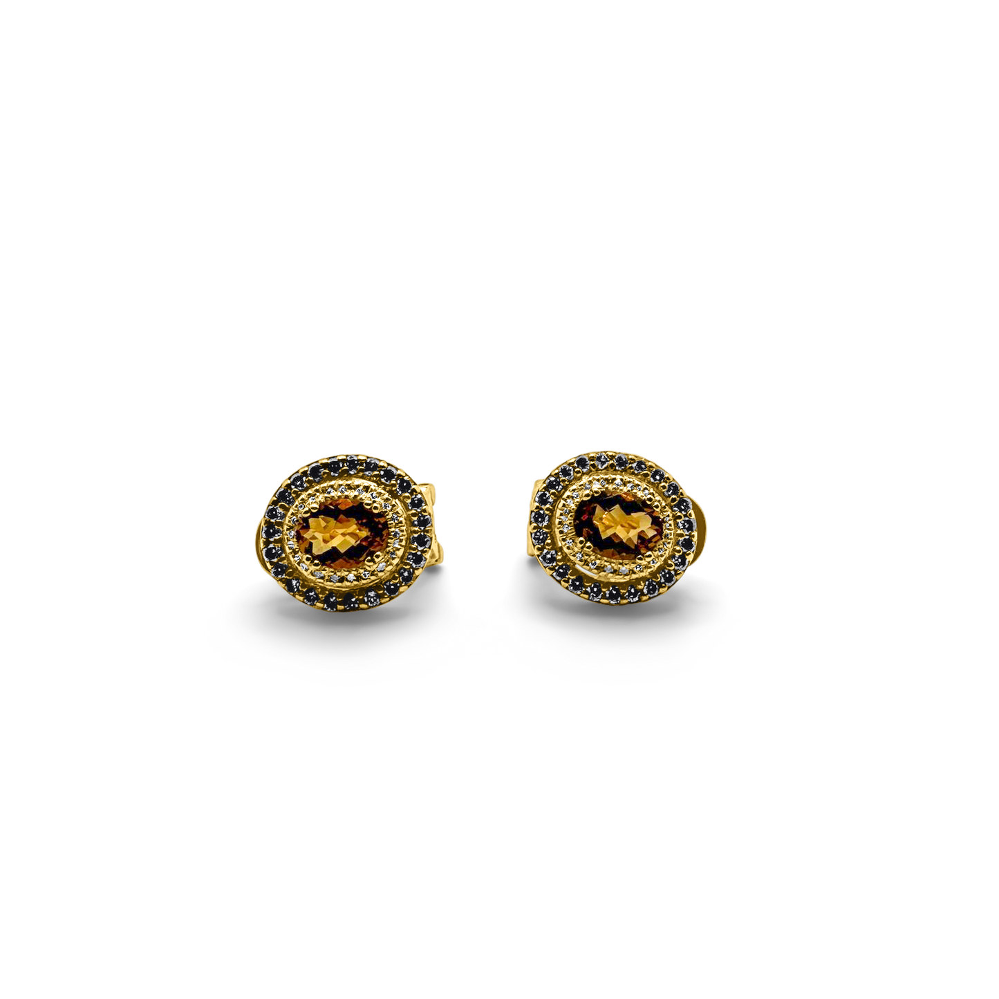 Estate Yellow Gold Diamond and Citrine Ring, Necklace and Earrings Suite